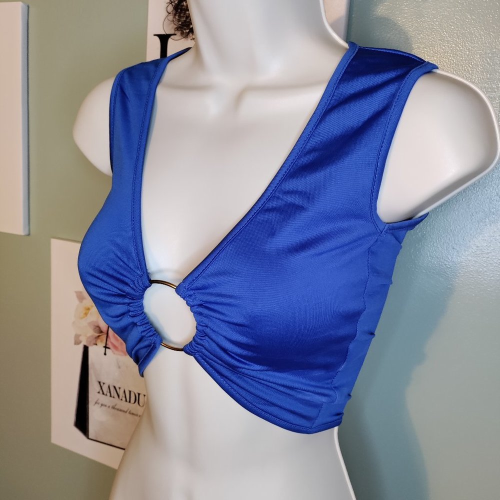 Deep V Rave Top With Metal Ring Accent